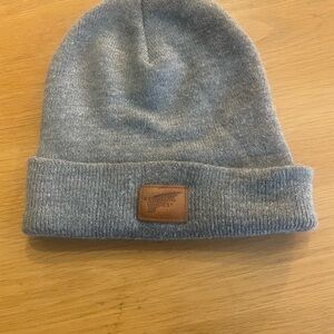 Red Wings grey Knit Beanie with Leather Patch